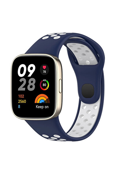 Twin Store ميه للاستيراد ®   سوار رياضي مثقب لـ Redmi Watch 3 - أزرق بحري-أبيض