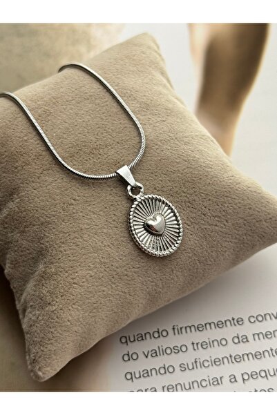 roshel Tarnish Free Steel Heart Pendant Silver Color Women's Necklace Snake C...