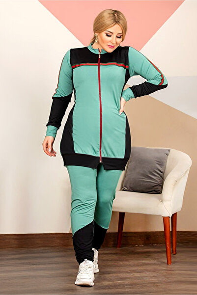 AsrymShop Lightweight cotton-lycra tracksuit in pistachio color
