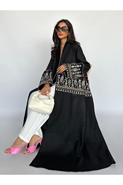 Noon Noora Cardigan Embroidery Cardigan Coat Fashionable Abaya Robe