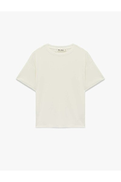 Koton Μπλουζάκι με κοντό μανίκι και λαιμόκοψη Crew Modal Blended Basic oversized