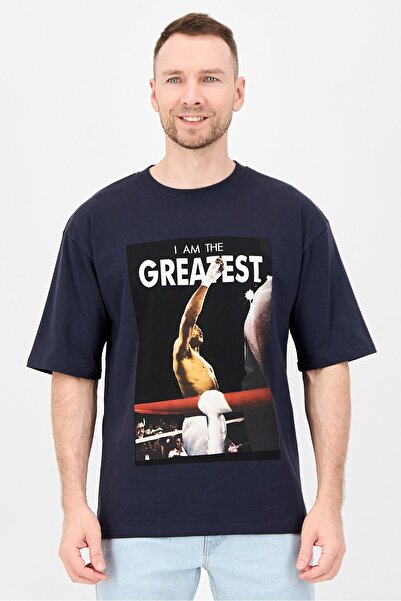 ALI Men Crew Neck Short Sleeve Graphic Print T-Shirt, Dark Grey