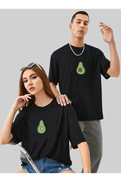 ALCİNOUS Unisex Oversize Cotton Black Printed Lover's Pair Combination 2-Piec...