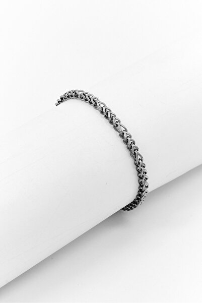 Steeltime Men Stainless Steel Figaro Link Chain Bracelet, Silver