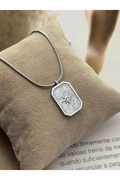 roshel قلادة نسائية من الفولاذ المقاوم للصدأ على شكل نجمة لؤلؤية فضية اللون س...