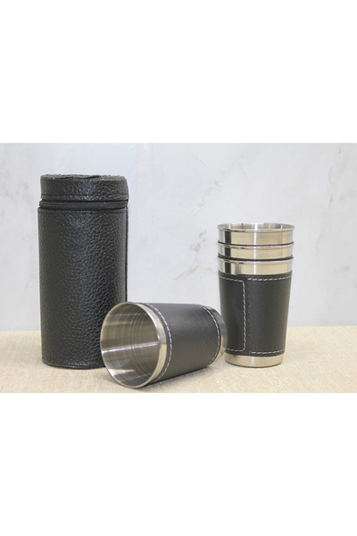 TTT Set of 4 Shot Glasses with Leather Case