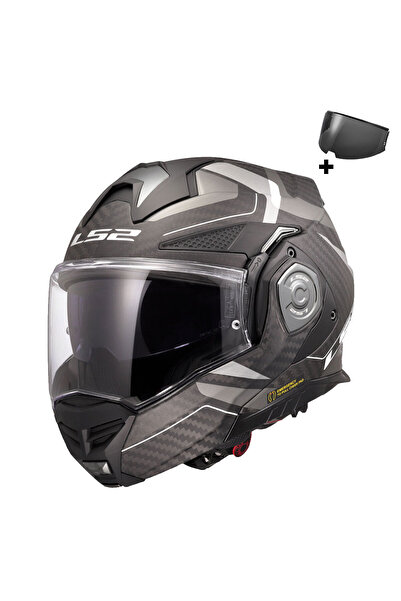 LS2 Advant X Karbon Horızon Mat Gümüş-Gri Çene Açılır Motosiklet Kaskı