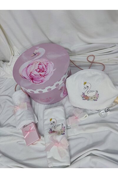 Handmade Trusou botez fetița lebada roz