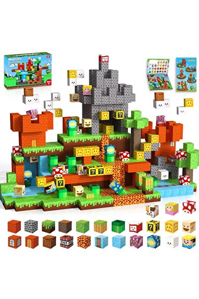 Sthxyfaith Magnetic Blocks-150 PCS Build Set Cubes Stacking Montessori Sensor...