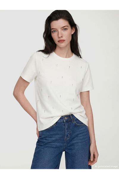 LC Waikiki SEZON NOU DE LA GÜLİS GİYİM Tricou de damă Ecru Bisi, pachet de gu...