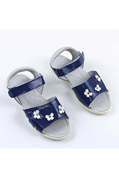 tino Sandale din piele naturala , lacuita , pentru fetite , decorate cu flori...