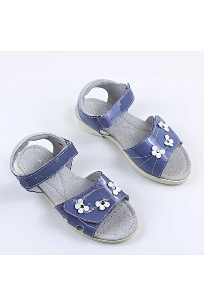 tino Sandale din piele naturala , lacuita , pentru fetite , decorate cu flori...