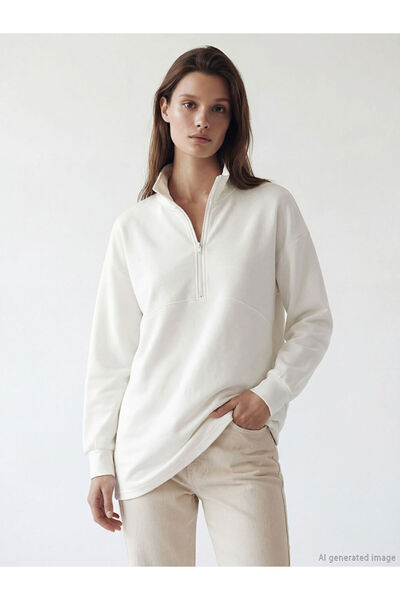 LC Waikiki Rmz Gi̇yi̇m Farkiyla Hakim Roba Collar Soft Touch Women's Sweatshi...