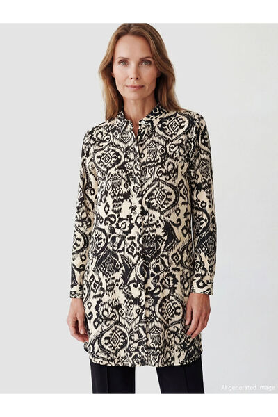 LC Waikiki Women's Black Patterned Shirt Tunic