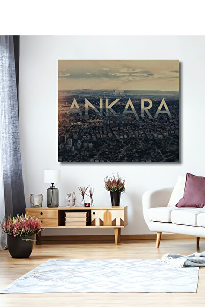 Teona Ahşap Ankara Şehir Manzarası Yağlı Boya Görünümlü Dekoratif Ahşap Tablo...