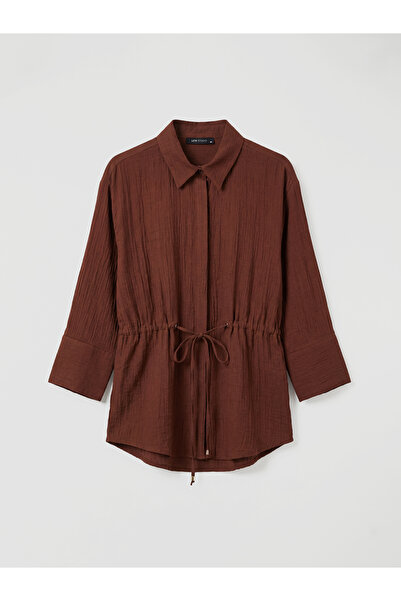 LC Waikiki Mg Trenden Brown Textured Oversize Women's Shirt Tunic