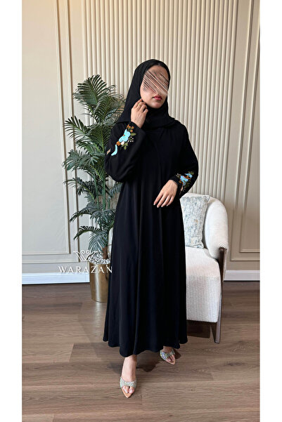 Warazan عباية قماش انترنت تطريز يدوي مورد للعيد