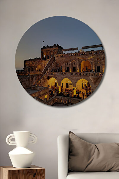 Teona Ahşap Mardin Tarihi Konak Yağlı Boya Görünümlü Ahşap Dekoratif Tablo Yu...