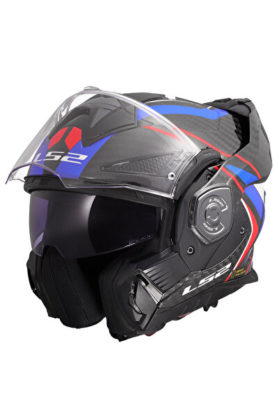 LS2 Advant X Karbon Future II Beyaz-Mavi Çene Açılır Motosiklet Kaskı