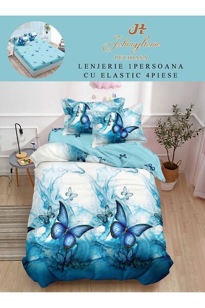 trendyhome 4-Piece Single Bed Linen, with Elastic, Fine Cotton, Modern Print