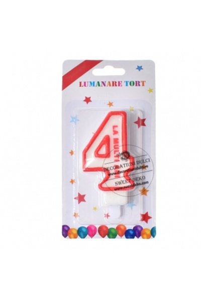 Decoratiuni Dulci Lumanari cifre, La multi ani - Cifra 4