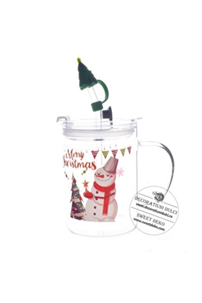 Decoratiuni Dulci Cana sticla cu capac, ντεκόρ Craciun