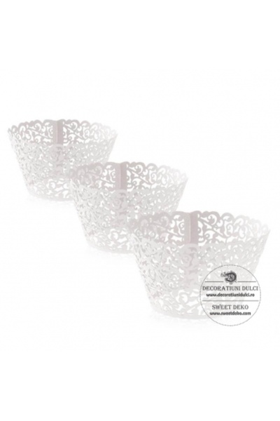 Decoratiuni Dulci Invelitori albe, complet dantelate (10bucati)