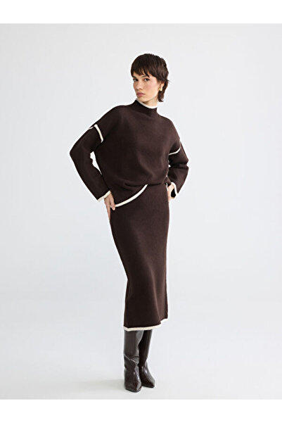 LC Waikiki Elastic Waist Slit Knitwear Pencil Skirt