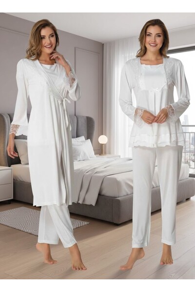 Lohusa Homewear Γυναικείο Σετ Πιτζάμες Εγκυμοσύνης με Κομψή Δαντέλα και Λεπτο...