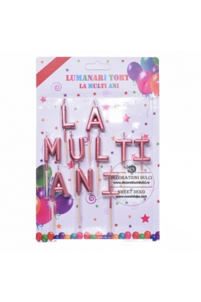 Decoratiuni Dulci Metallic red candles HAPPY BIRTHDAY