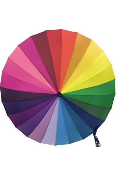 Rubenis Renkli 24 Telli Kumaş Şemsiye, Hafif ve Şık Tasarım