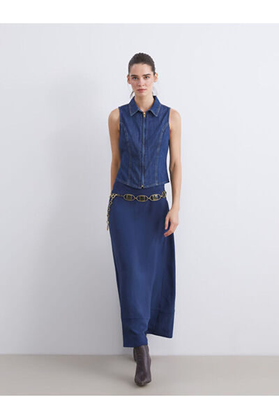 LC Waikiki Modal Blend A-Line Skirt with Zipper at Waist