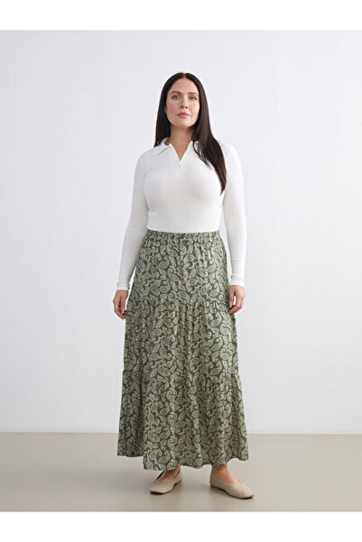 LC Waikiki Rmz Gi̇yi̇m Farkiyla Embroidered Layered Skirt with Waist Cord