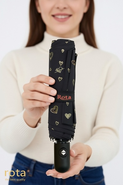 Saatistan Dayanıklı Fiber Tel Şemsiye, Otomatik Açılır, Büyük Kalp Desenli, R...