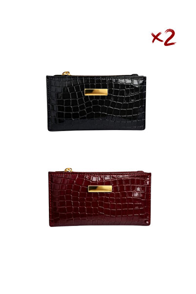 NEWISH POLO ACCESSORIES 2-Piece Women's Crocodile Patterned Wallet |   Zipper...