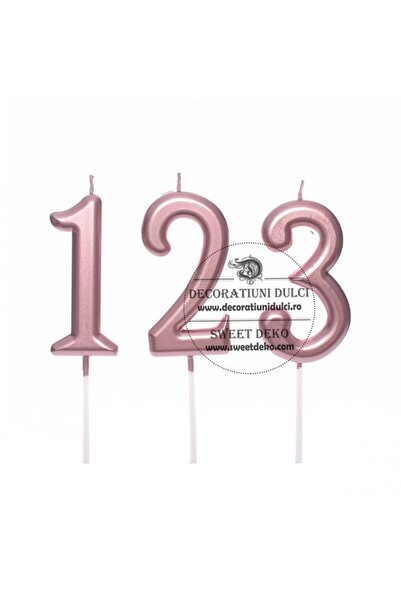 Decoratiuni Dulci Lumanari cifre metalizate, rose gold - Cifra 3