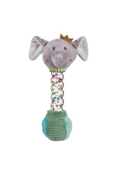 Toys Jucărie zornăitoare din pluș elefant cu coroană și bile colorate 21 cm