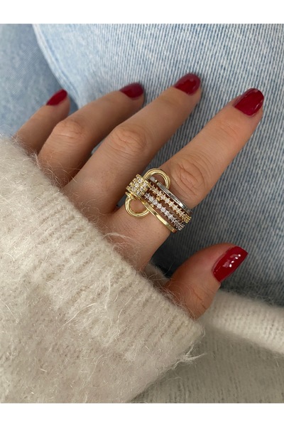 Pinery Jewels إصدار محدود - خاتم نسائي مرصع بأحجار الزركون من 4 صفوف مع إمكان...