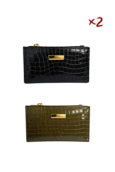 NEWISH POLO ACCESSORIES 2-Piece Women's Crocodile Patterned Wallet |   Zipper...