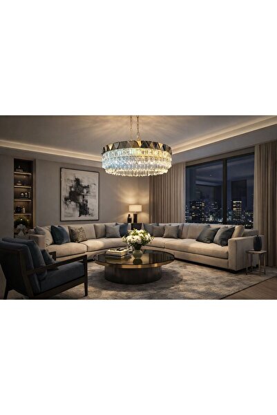 HubRom Кристален LED полилей DIANDRA 24029-50Y 50 × 70 см, 53W златен, топла,...