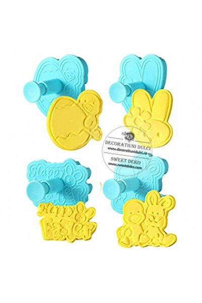 Decoratiuni Dulci Decupatoare mesaj Paste, ratusca si iepuras