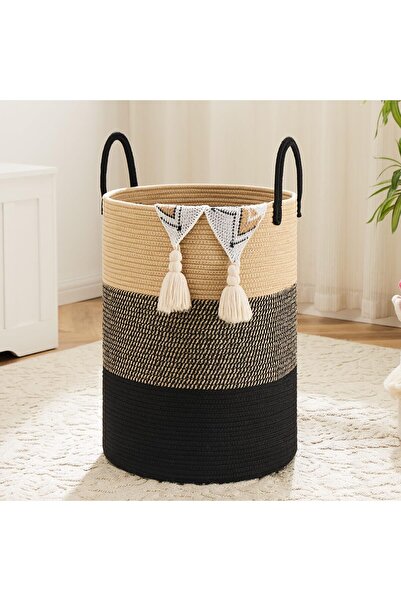 Generic 60L Laundry Basket,Woven Cotton Rope Laundry Hamper for Clothes,Toys ...