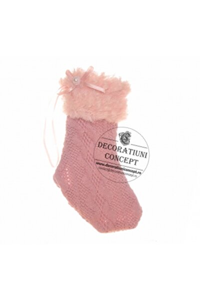 Decoratiuni Dulci Мини орнамент soseta crosetata mov prafuit, decor Craciun