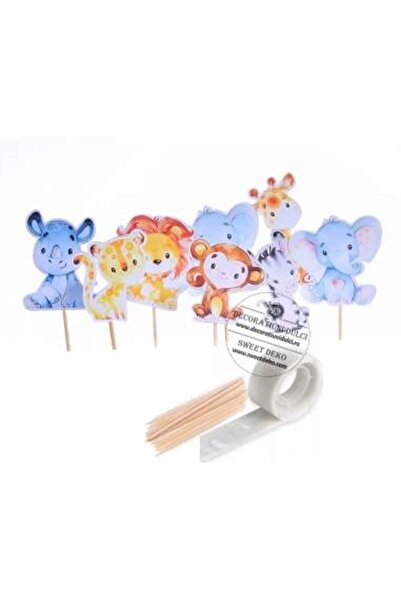 Decoratiuni Dulci Mini safari animals, cardboard toppers (8 figures front/back)