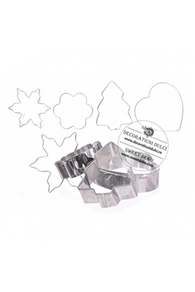 Decoratiuni Dulci Decupatoare metalice bradut, fulg, floare si inimioara