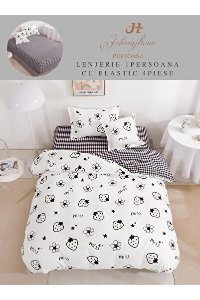 trendyhome 4-Piece Single Bed Linen, with Elastic, Fine Cotton, Modern Print