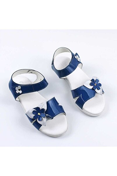 tino Sandale din piele naturala , pentru fetite , decorate cu flori 3263C-ALB...