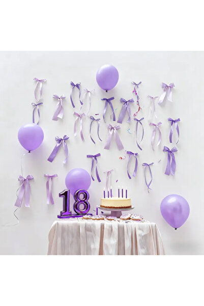 edalle 20 Adet Mor Hazır Fiyonk Paket Halinde Doğum Günü Pasta Süsleme
