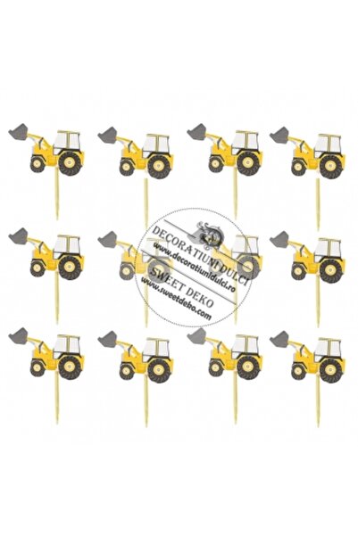 Decoratiuni Dulci Mini cupcake toppers excavator (12 buc)