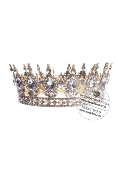 Decoratiuni Dulci Coronita aurie cu pietre transparente - model Royal